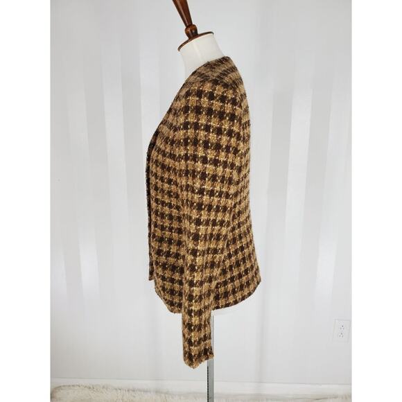 KASPER Women's Brown Patterned Blazer Sz 6 - Picture 3 of 9